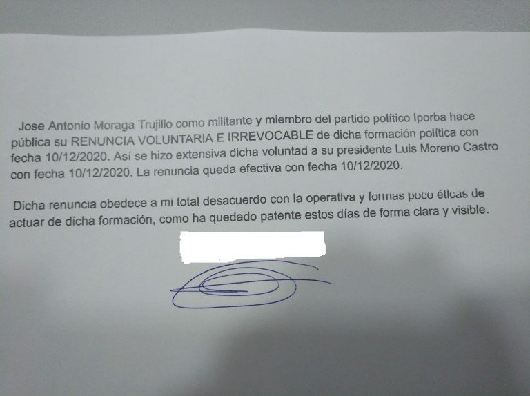 José Antonio Moraga renuncia “de forma irrevocable” a su militancia en Iporba