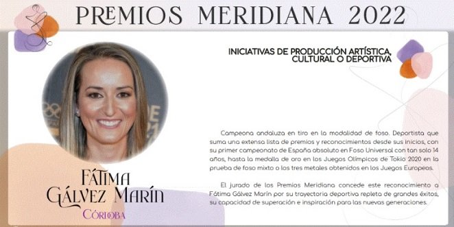 La Junta reconoce a Fátima Gálvez con el premio Meridiana en la modalidad de producción artística, cultura o deportiva