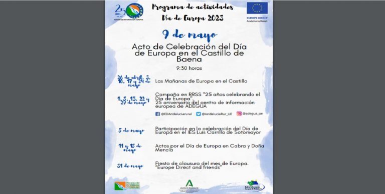 ADEGUA celebra el Día de Europa con un amplio programa de actividades y un acto central en el Castillo de Baena