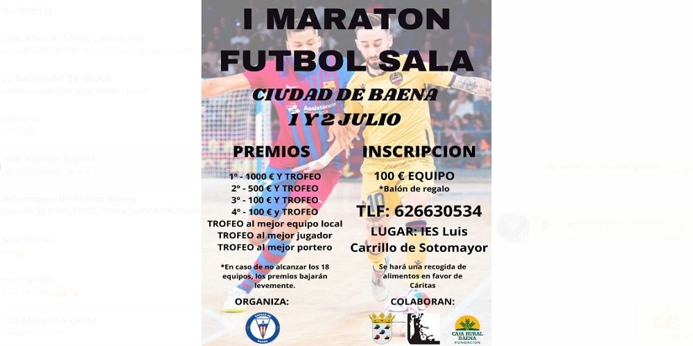 El I Maratón de fútbol sala ‘Ciudad de Baena’ arranca con 18 equipos y mucha expectación