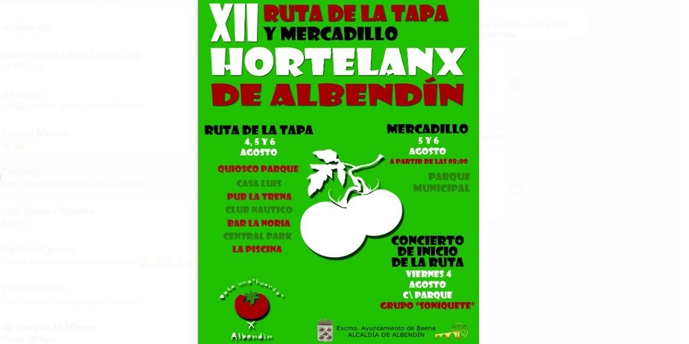 Albendín celebra el primer fin de semana de agosto su XII Ruta de la Tapa y Mercadillo Hortelano