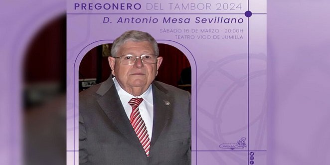 Antonio Mesa Sevillano pregonará las Tamboradas de Jumilla 2024