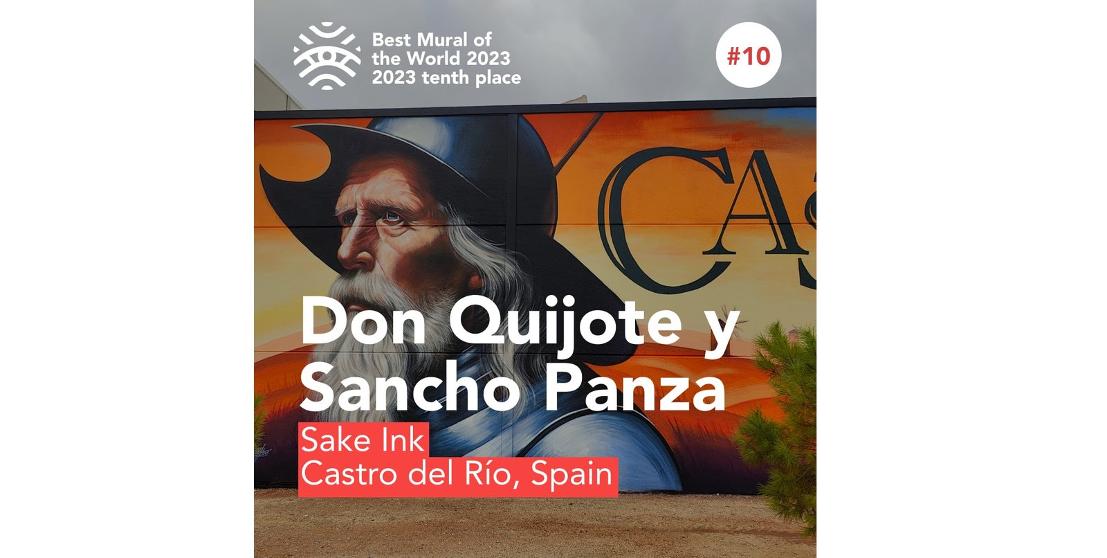 El artista baenense ‘Sake ink’ consigue el Top 10 mundial con su mural ‘Don Quijote y Sancho Panza’