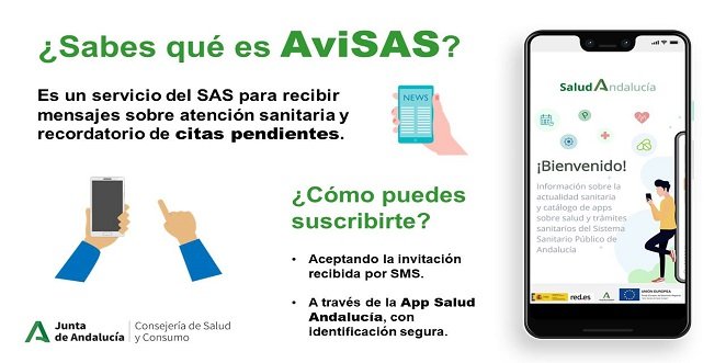 El servicio ‘AviSAS’ ya envía notificaciones de citas de Atención Primaria a los usuarios de la sanidad pública andaluza