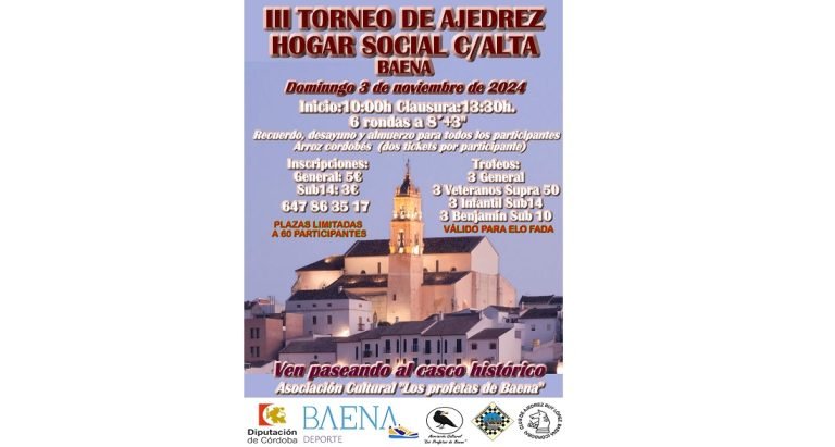 Fin de semana “de puente” para algunos equipos baenenses y de torneo de ajedrez en el Hogar Social de la calle Alta