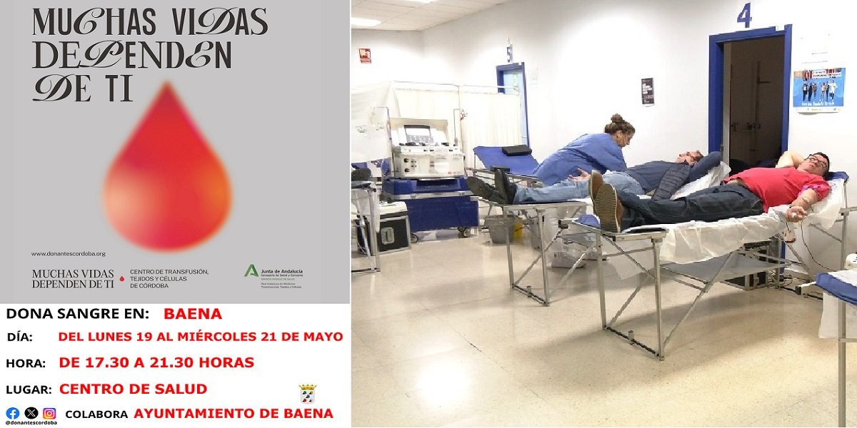 El Centro de Salud de Baena acoge la próxima semana una nueva colecta de donaciones de sangre