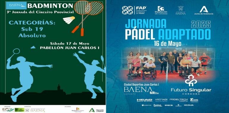 Baena acoge el Campeonato Provincial de Bádminton Sub-19 y Absoluto y una jornada de pádel adaptado