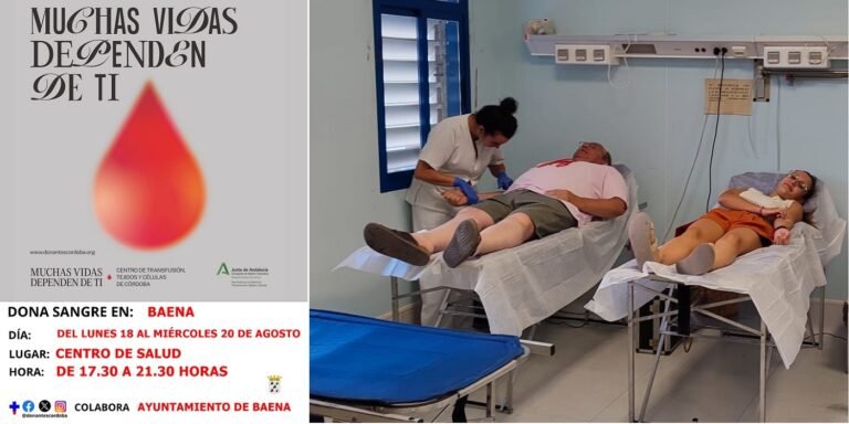Llamamiento urgente a la donación de plasma y sangre de todos los grupos en la tercera colecta de 2025 en Baena