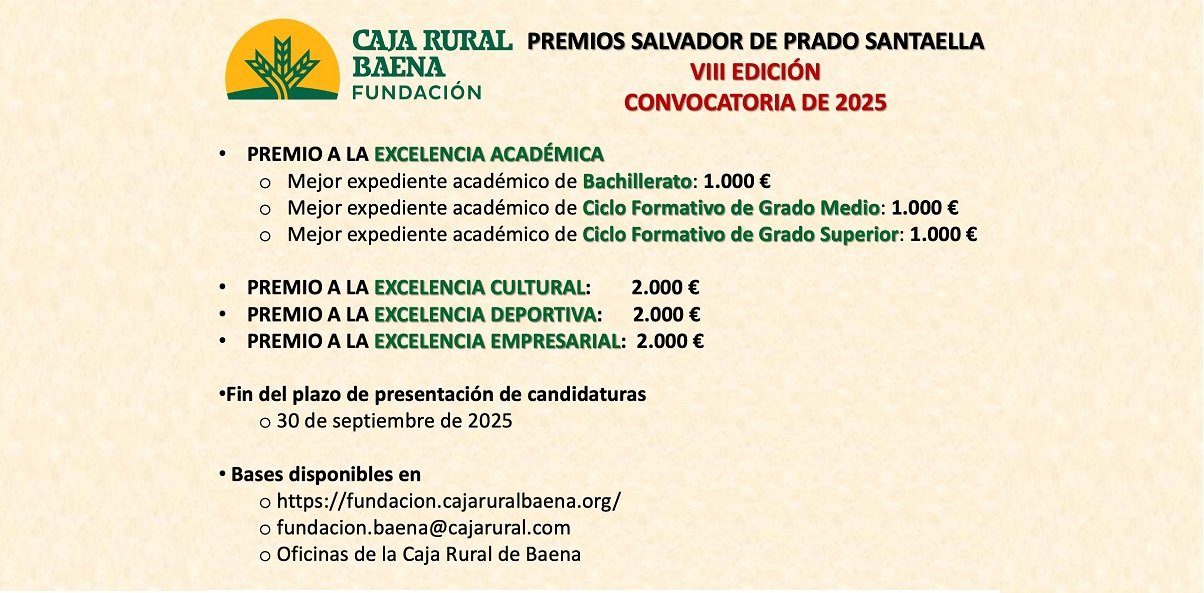 El 30 de septiembre finaliza el plazo de inscripción de los VIII Premios ‘Salvador de Prado Santaella’