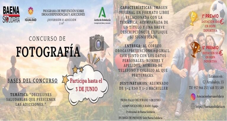 ‘Baena Solidaria’ convoca un concurso fotográfico escolar sobre prevención de drogodependencias y adicciones