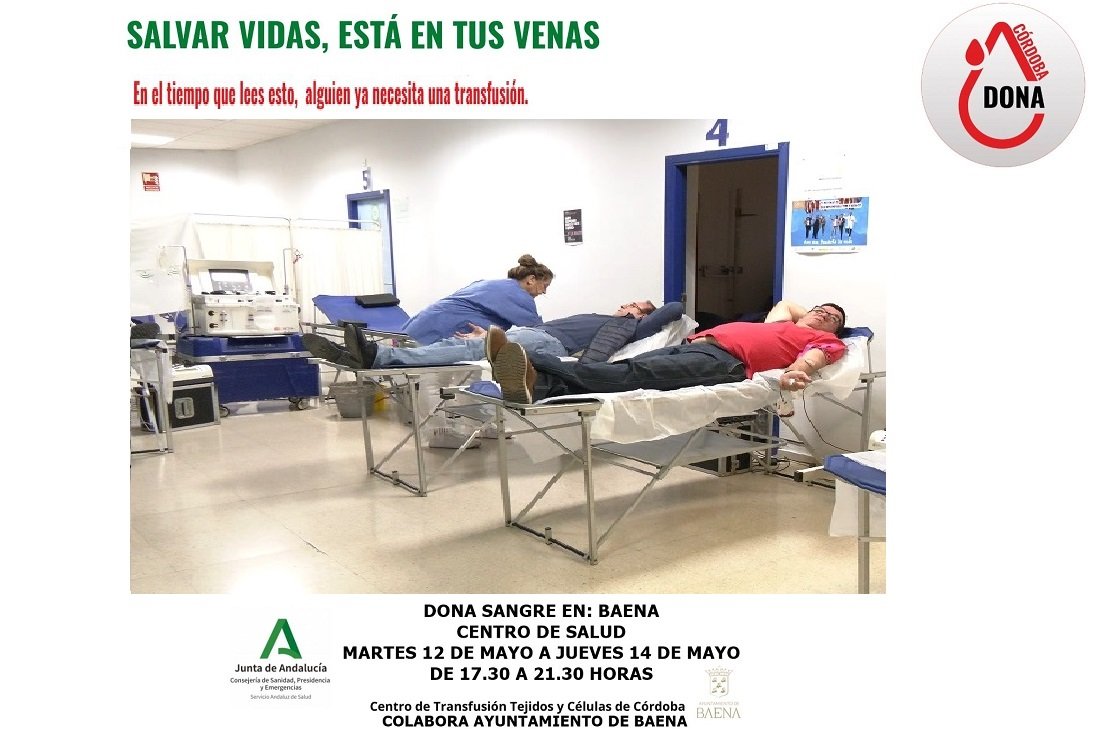 El Centro de Salud de Baena acogerá del 12 al 14 de mayo la segunda colecta de sangre del año