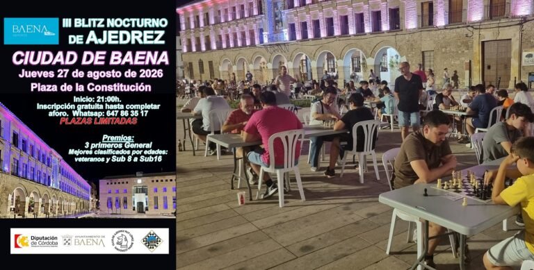 La plaza de la Constitución acoge el III Blitz Nocturno de Ajedrez ‘Ciudad de Baena’