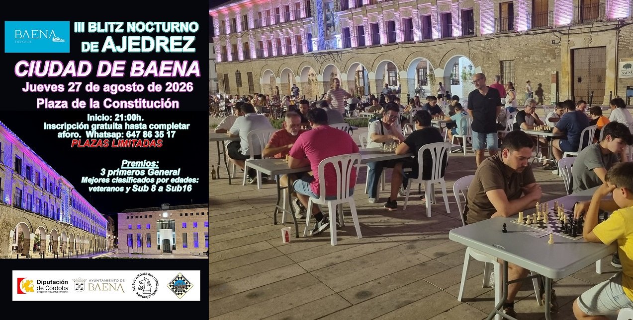 La plaza de la Constitución acoge el III Blitz Nocturno de Ajedrez ‘Ciudad de Baena’