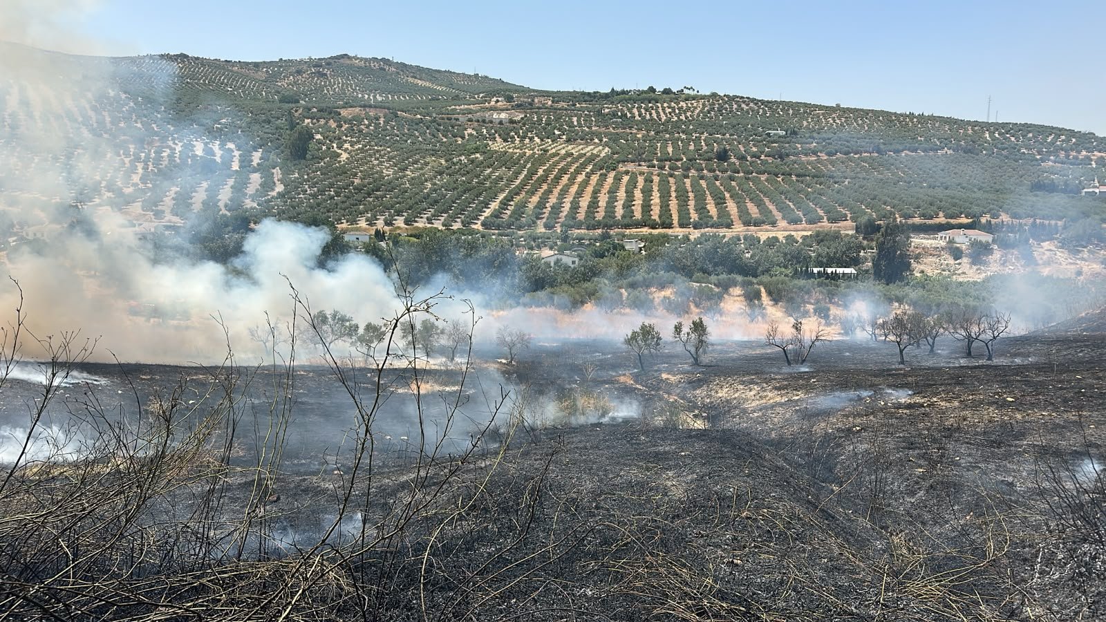 Un incendio en la finca Fuente de la Salud moviliza a seis bomberos en Baena