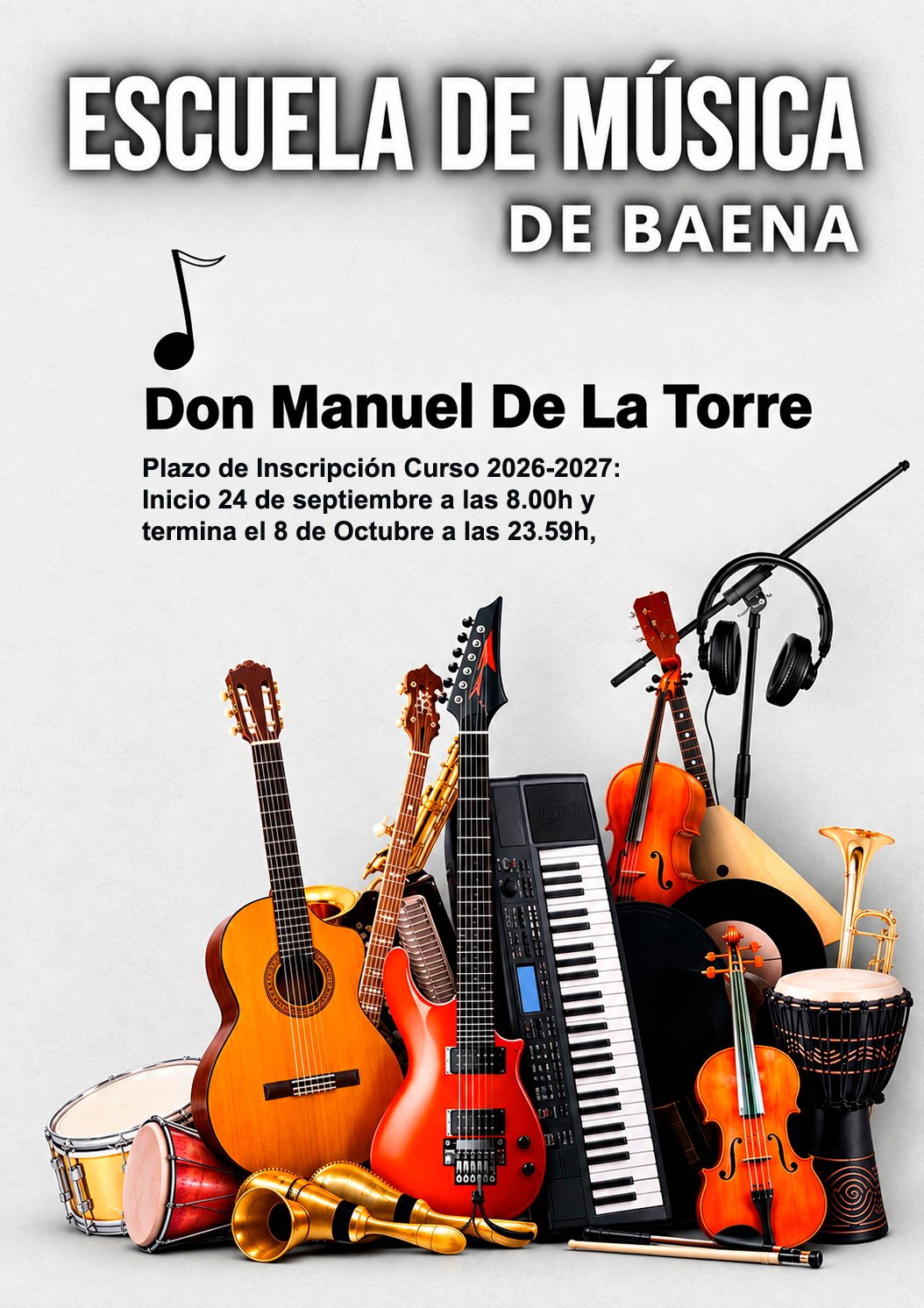 La Escuela Municipal de Música de Baena abre el plazo de inscripción para el curso 2026-2027